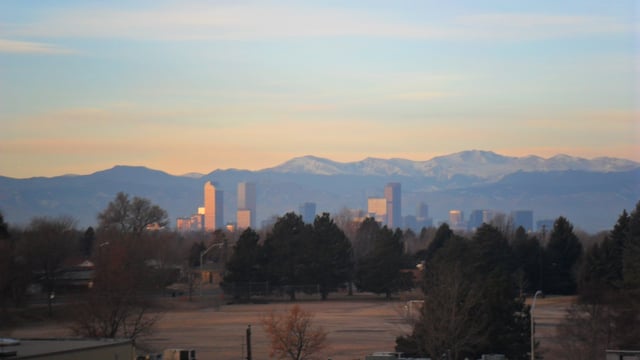 Sunrise in Denver on a typical January morning