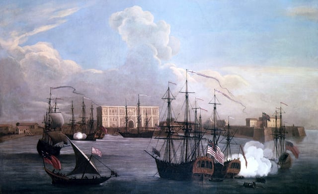 Ships in Bombay Harbour (c. 1731). Bombay emerged as a significant trading town during the mid-18th century.