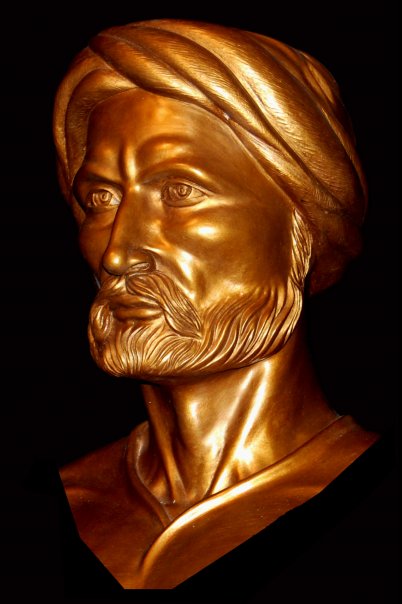 Life-size bronze bust sculpture of Ibn Khaldun.