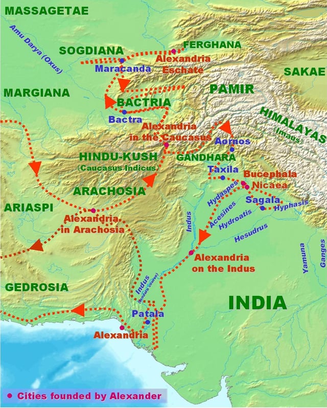 Alexander's invasion of the Indian subcontinent.