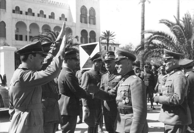 Erwin Rommel meets Italian General Italo Gariboldi in Tripoli, February 1941