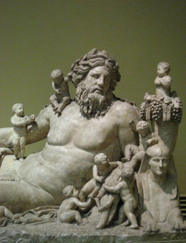 Personification of the River Nile and his children, from the Temple of Serapis and Isis in Rome (1st century AD)