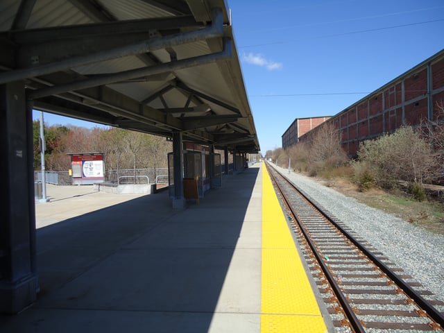 The Plymouth MBTA station, located in Cordage Park