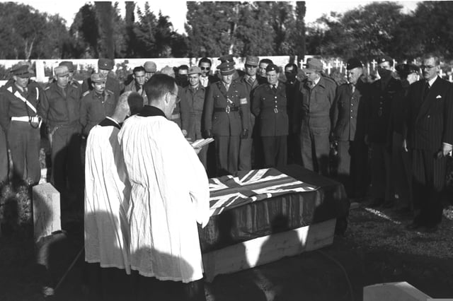 The funeral of a Royal Air Force pilot killed during a clash with the Israeli Air Force.