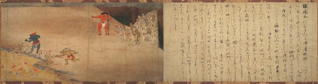 A 12th-century Japanese painting showing one of the six Buddhist realms of reincarnation (rokudō,  六道)
