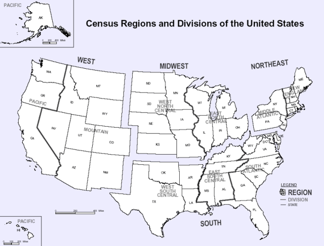 US Census Bureau Population Regions