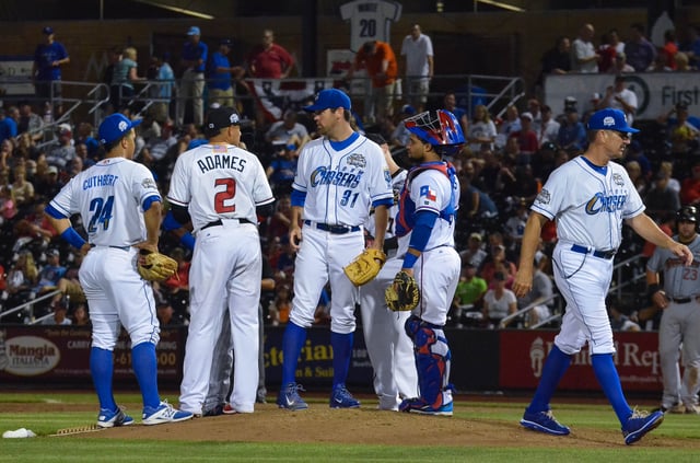 2015 PCL All-Stars meeting on the pitcher's mound