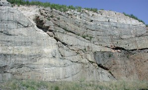 Old fault exposed by roadcut near Hazleton, Pennsylvania, along Interstate 81, such faults are common in the folded Appalachians