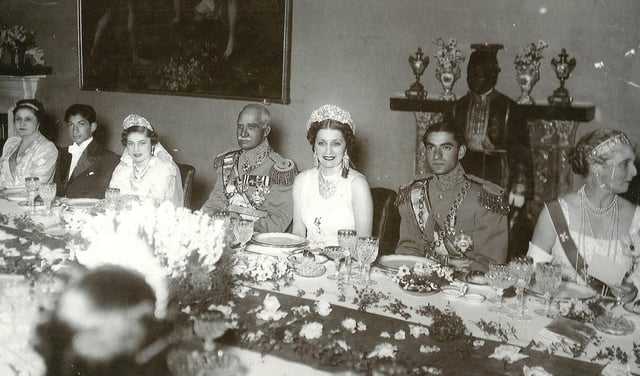 The Iranian and Egyptian imperial families after a wedding in Saadabad Palace, Tehran, 25 April 1939