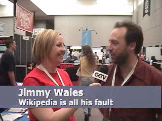 Wales with journalist Irina Slutsky at SXSW 2006, taken from her program Geek Entertainment TV