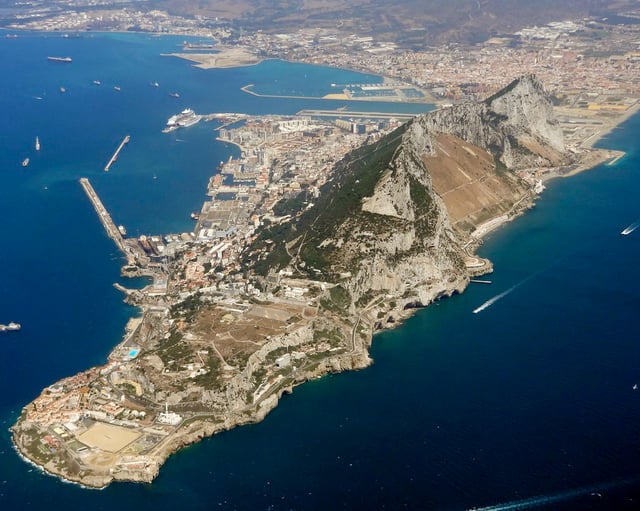 Gibraltar from the air, looking north-west