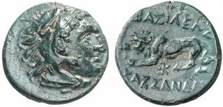 Ancient coin depicting Cassander, son of Antipater, and founder of the city of Thessaloniki.