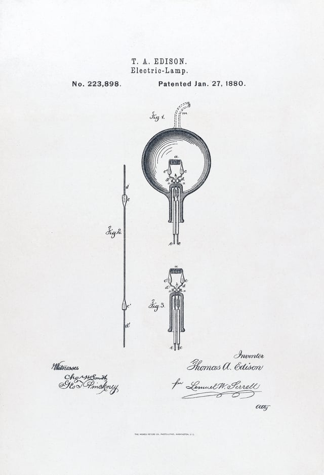 U.S. Patent#223898: Electric-Lamp. Issued January 27, 1880.