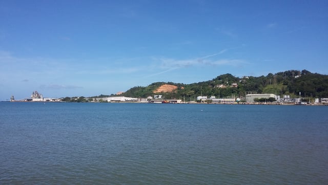 View of Mayaguez port from Ferry terminal to silos pier