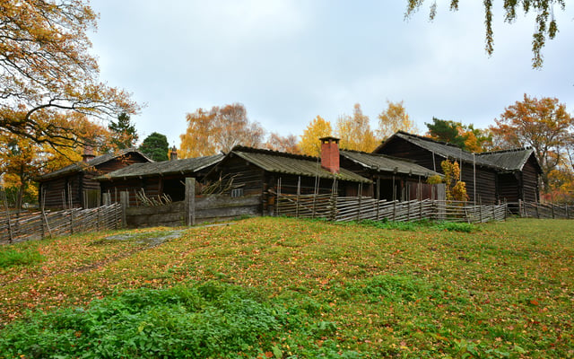 Moragården, one of many historical homesteads at the Skansen open-air museum.