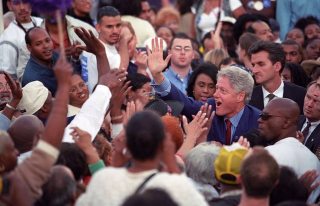 Bill Clinton at a Democratic "Get out the vote" rally in Los Angeles
