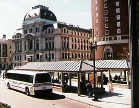 RIPTA buses in front of Providence City Hall