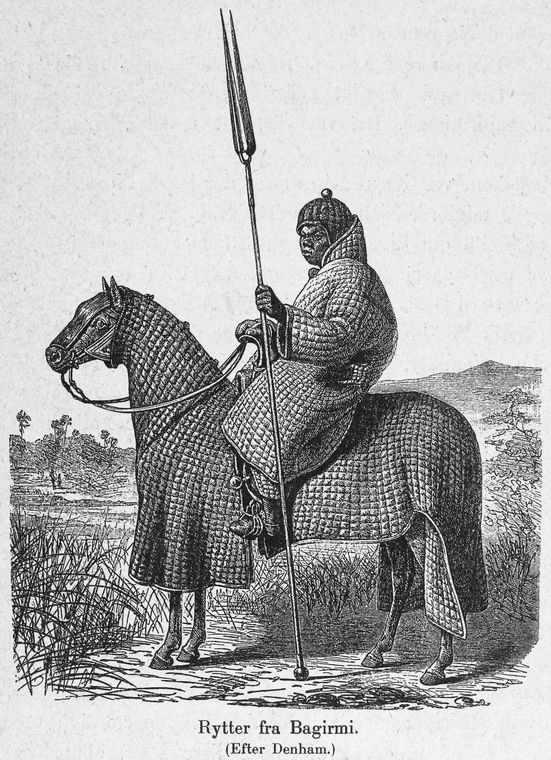 African horseman of Baguirmi in full padded armour suit