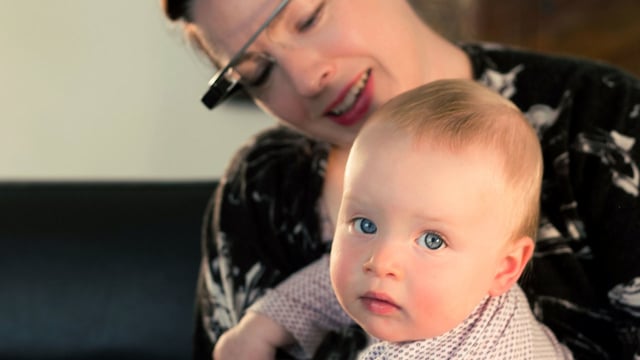 Two participants in the Google Glass Breastfeeding app trial.