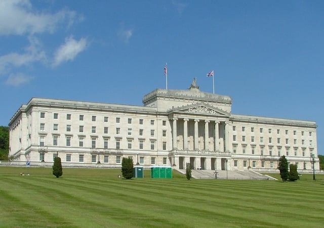 Parliament Buildings, Stormont, Northern Ireland is home to the Northern Ireland Assembly.
