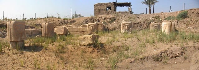 The ruins of the temple of Hathor of Memphis.