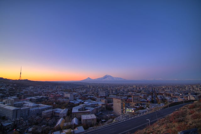 Yerevan is situated at the northeast of the Ararat plain.