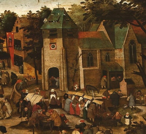 Performance at the fair by Pieter Brueghel, the younger, late 16th century