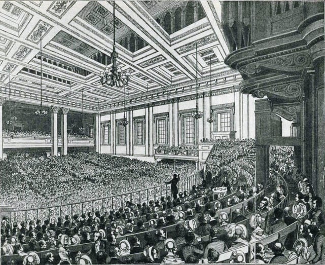 In 19th century Britain, the protectionist Corn Laws led to high prices and widespread protest, such as this 1846 meeting of the Anti-Corn Law League.