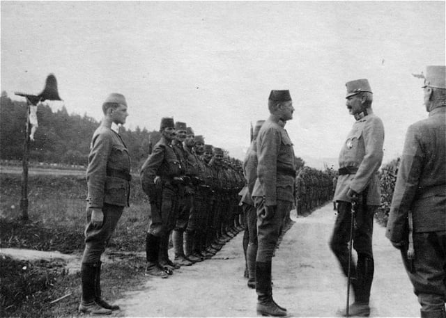 Recruits from Bosnia-Herzegovina, including Muslim Bosniaks (31%), were drafted into special units of the Austro-Hungarian Army as early as 1879 and were commended for their bravery in service of the Austrian emperor, being awarded more medals than any other unit. The jaunty military march Die Bosniaken Kommen was composed in their honor by Eduard Wagnes.