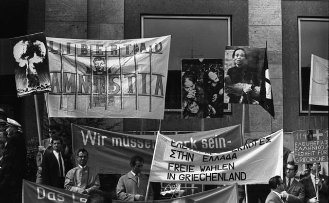 Protest against the junta by Greek political exiles in Germany, 1967