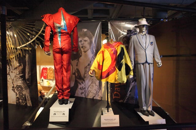 Variety of Bowie's outfits on display at the Rock and Roll Hall of Fame