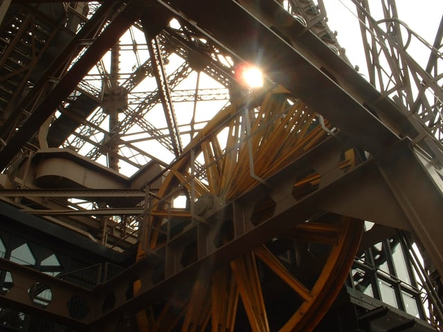 An elevator pulley in the Eiffel Tower