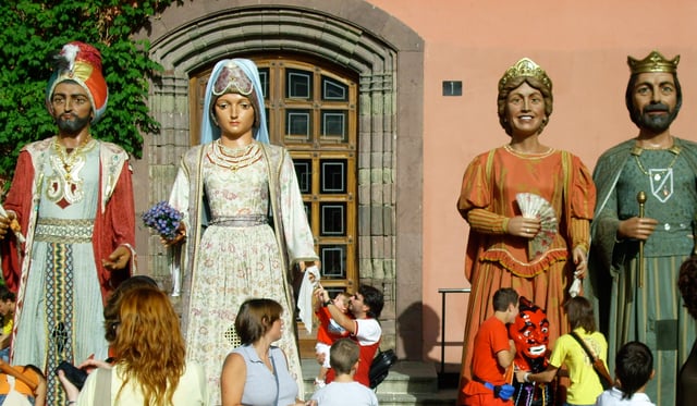 Gegants i capgrossos during the festa major of La Seu d'Urgell