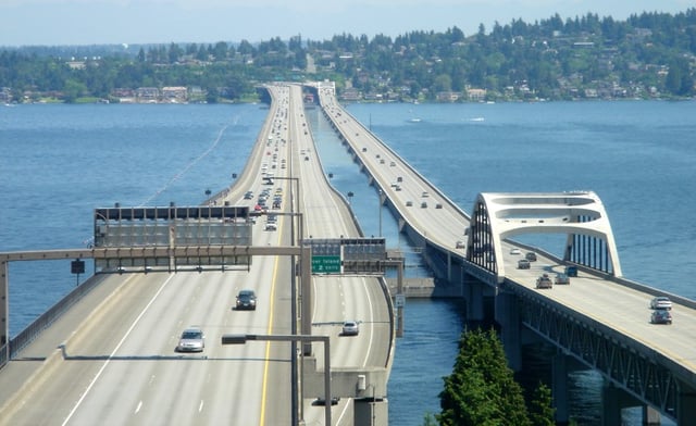Floating bridges on Lake Washington