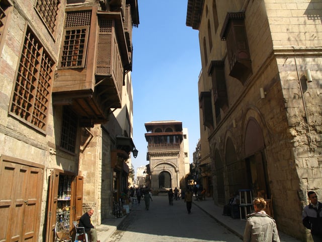 The streets of Islamic Cairo, adorned by Islamic architecture, are narrower and older than those in the city centre