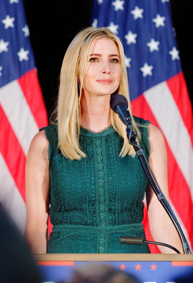 Trump speaks at her father's presidential campaign in September 2016