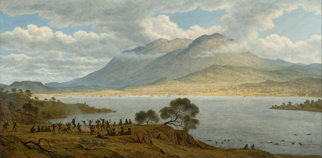 Mount Wellington and Hobart from Kangaroo Point, c. 1834