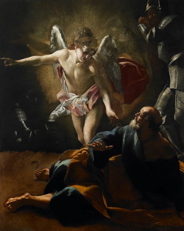 The Liberation of St. Peter from prison by an angel, by Giovanni Lanfranco, 1620–21