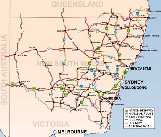 New South Wales and its highways