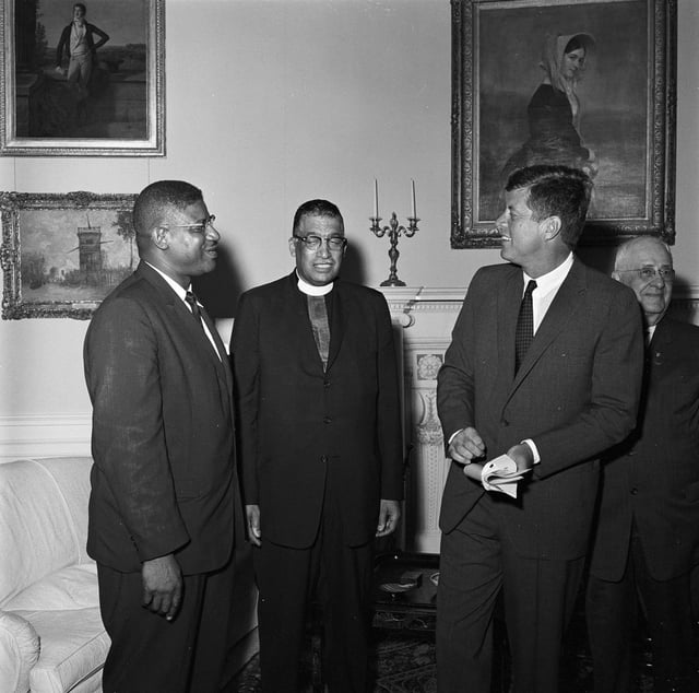 NAACP representatives E. Franklin Jackson and Stephen Gill Spottswood meeting with President Kennedy at the White House in 1961