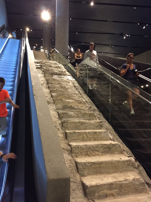 The Survivors' Staircase, the first artifact placed inside the museum