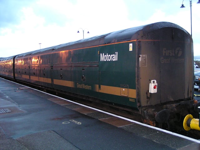 A former FGW motorail carriage, seen at Penzance.