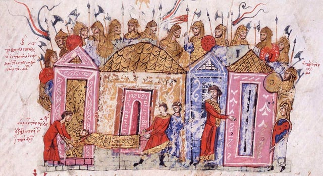 Depiction of the Varangian Guard from the 12th-century Madrid Skylitzes
