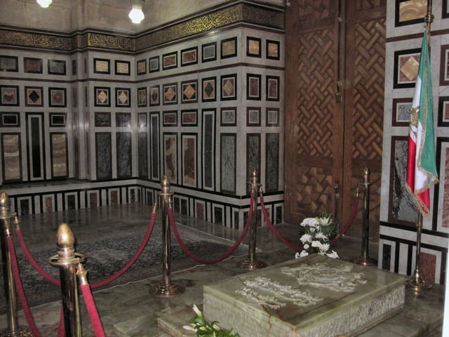The interior of Mohammad Reza's tomb in Cairo's Al Rifa'i Mosque