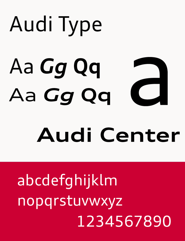 The typeface Audi Type (used since 2009)