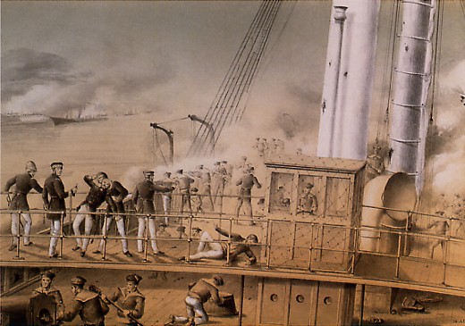 Admiral Courbet on the bridge of the cruiser Volta during the battle of Fuzhou, 23 August 1884