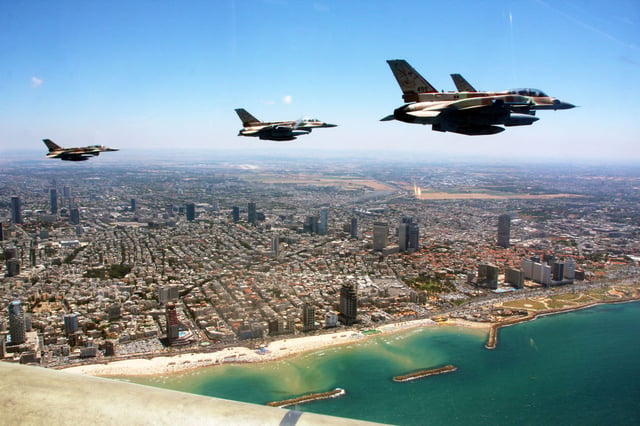 Israeli Air Force F-16I Sufas over Tel Aviv