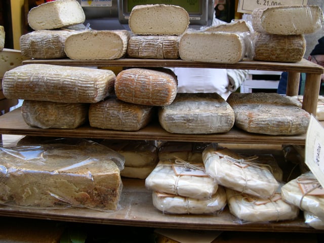 Cheese in a market in Italy