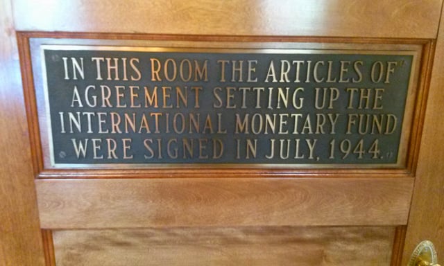 Plaque Commemorating the Formation of the IMF in July 1944 at the Bretton Woods Conference