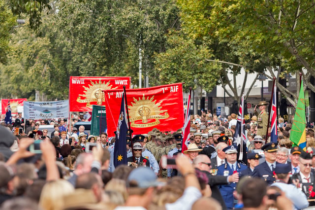 Anzac Day march in Wagga Wagga, Australia in 2015